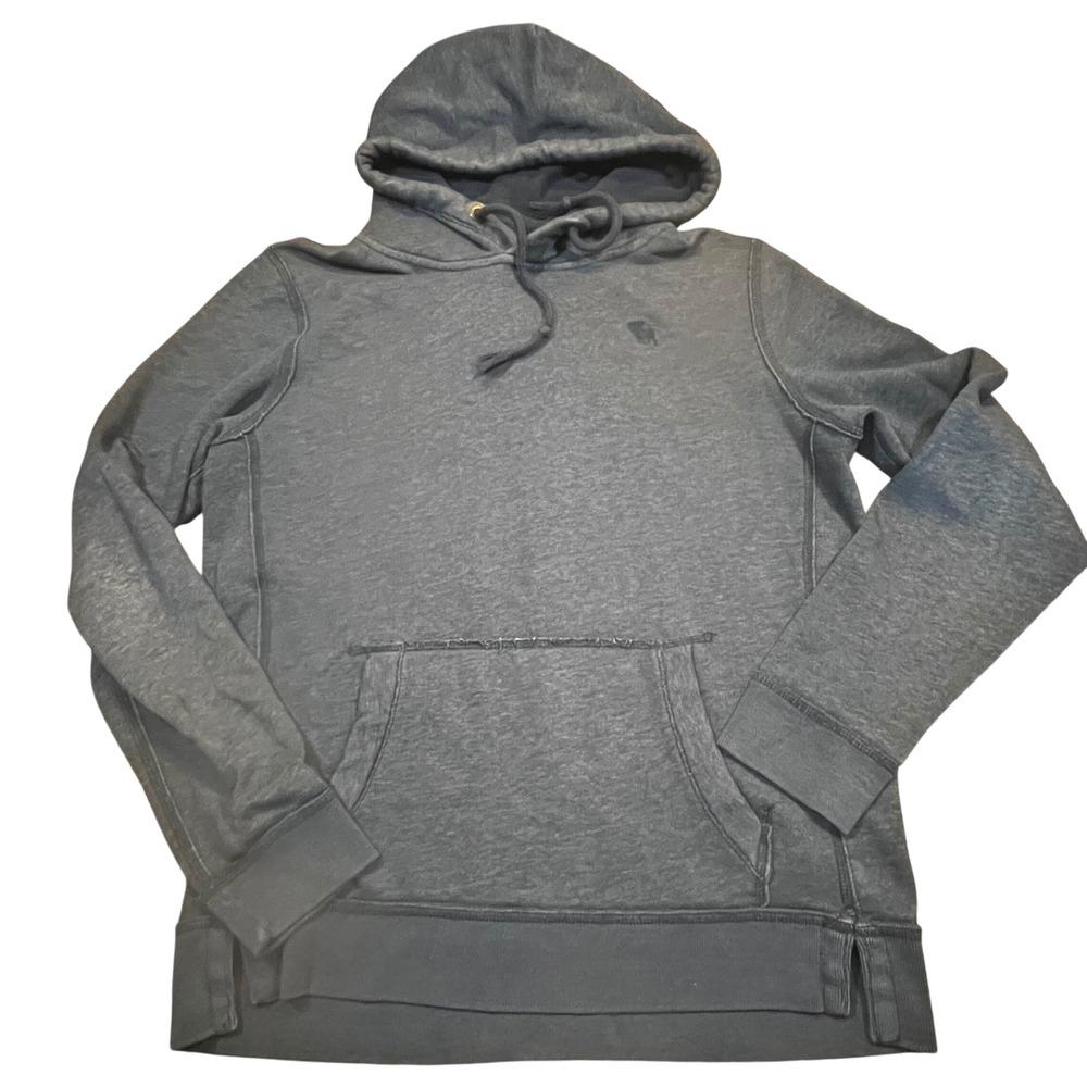 Abercrombie & Fitch Mens Hoodie Medium Navy Blue Embroidered Moose Pullover M